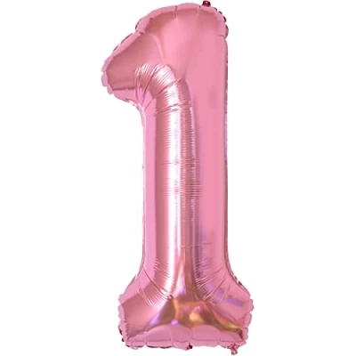 Abbildung von Geburtstag zahlen luftballon 1 jahre Folienballon XXL Rosa Riesen in 40&quot; 101cm Geburtstagsdeko Ballon Zahl Deko zum fliegt mit Helium