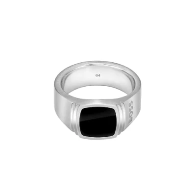 Abbildung von BOSS Jewelry ring für Herren Kollektion ODELL in Edelstahl Mit Schwarzem Onyx 1580652S