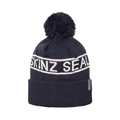 Abbildung von SEALSKINZ Heacham Strickmütze mit Bommel, wasserdicht, für kaltes Wetter, Marineblau cremefarben
