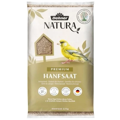Abbildung von Dehner Natura Premium Wildvogelfutter, Hanfsaat, Ganzjahresfutter proteinreich / energiereich, hochwertiges Vogelfutter für Wildvögel, 2.5 kg