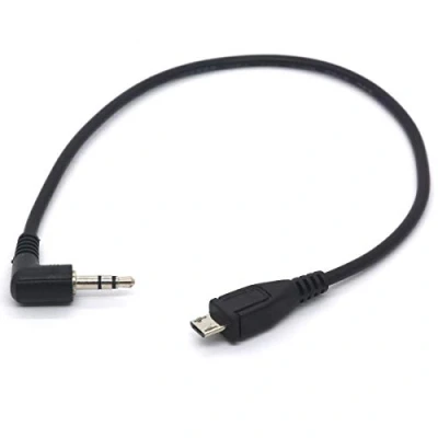 Abbildung von Tomost Abgewinkelter 3,5 mm auf Micro USB Kabel Adapter Konvertiert B 5 poliger Stecker 3 poligen Klinkenstecker AUX Audio (3,5 Micro)