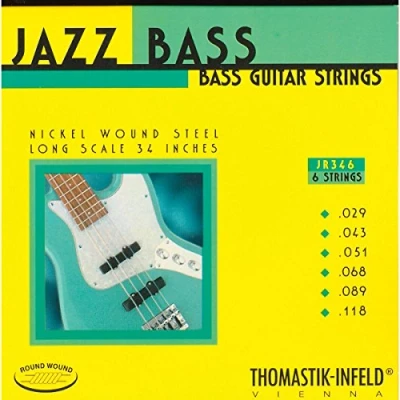 Abbildung von Thomastik 682786 Saiten für E Bass Jazz Serie Nickel Round Wound Roundcore, Satz JR346 6 string roundwound long scale 34 Zoll