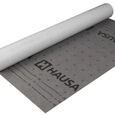 Abbildung von HAUSA Unterspannbahn 130g/m² grau 225m² (3x1,5mx50m) hochdiffusionsoffene wasserdichte Unterdeckbahn witterungs alterungsbeständig reißfest Schalungsbahn Ultra HU130 mit 2 Selbstklebestreifen
