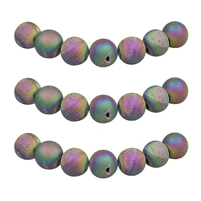 Abbildung von MJDCB Perlen zum Auffädeln 10mm 35 stück Regenbogen Géoden Achat Halbedelsteine mit Loch Natürliche Lose Runde Steinperlen für Herstellung Schmuck Armbänder Halsketten