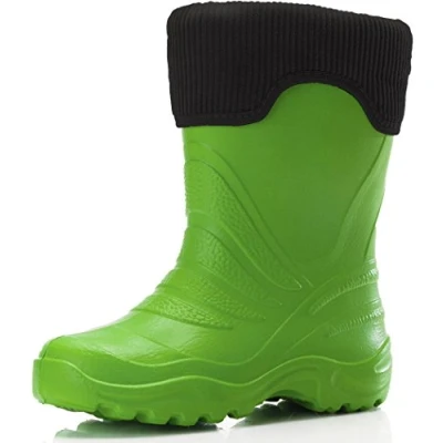 Abbildung von Ladeheid Kinder Mädchen Jungen federleichte Eva Thermo Gummistiefel gefüttert LA 861 (Grün375c/Schwarz, 26/27 EU)