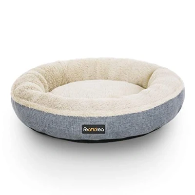 Abbildung von Feandrea Hundebett, Hundekorb, Katzenbett, Donut, rund, Ø 55 cm, grau PGW55G