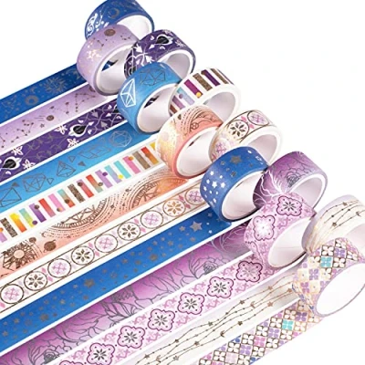Abbildung von YUBX Washi Tape Set Masking VSCO Dekoratives Klebeband Bunt für DIY Handwerk Bullet Journals Planer Scrapbooking Verpackung (Starry Night 12)