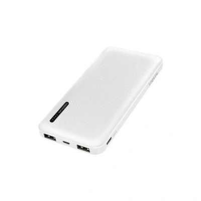 Abbildung von LogiLink PA0257W Powerbank 10000 mAh, Lithium Polymer, inkl. 2 in 1 Kabel, Farbe: Weiß