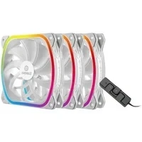 Abbildung von ENERMAX SquA RGB PWM 120 mm ARGB PC Lüfter mit Steuerbox 3 Stück Lufteinlass Vortex Rahmen hoher Luftstrom 300 1.500RPM Weiß UCSQARGB12P W BP3