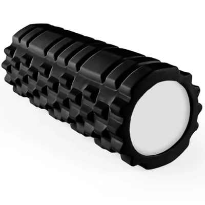 Abbildung von unycos Faszienrolle (33x14 cm), Fitness Rolle mit 3D Texturmassage und 50 Übungen E Book, Hartschaumrolle zur Selbstmassage, Belastbar 130 kg, Massagerolle für Funktionales Training (Schwarz)