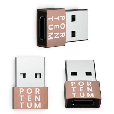 Abbildung von PORTENTUM USB auf C Adapter 480 MB Geschwindigkeit Premium Zink ermöglicht mit hoher Hitzebeständigkeit nur 4 Gramm