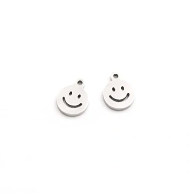 Abbildung von Vintageparts Anhänger als Smiley aus 304 Edelstahl 2 Stück zum Schmuck selber basteln