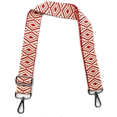 Abbildung von Taschengurte zum Wechseln, Verstellbarer Schultergurt für Taschen mit Silber Karabiner Rot Taschengurt Breit 3.8cm, Stoff Umhängegurt Taschen, Schulterriemen Damen DIY, #9