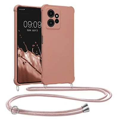 Abbildung von kwmobile Necklace Case kompatibel mit Xiaomi Redmi Note 12 (4G) Hülle Cover Kordel zum Umhängen Silikon Schutzhülle Perlmutt