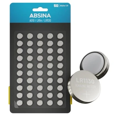 Abbildung von ABSINA Knopfzelle AG10 Alkaline 1.5V 50er Pack Knopfzelle, (1 St)