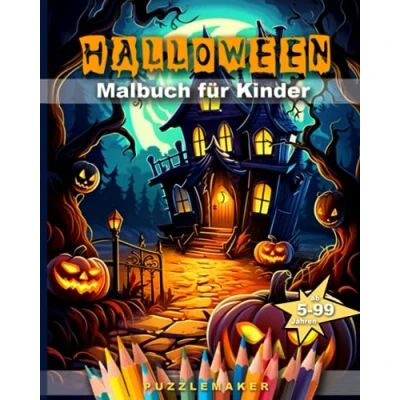 Abbildung von Halloween Malbuch für Kinder: Malheft Mädchen und Jungen ab 5 Jahren. Kinder lieben das Ausmalen zu Halloween. mit 50 Motiven Kürbis, Geister &amp; Co.