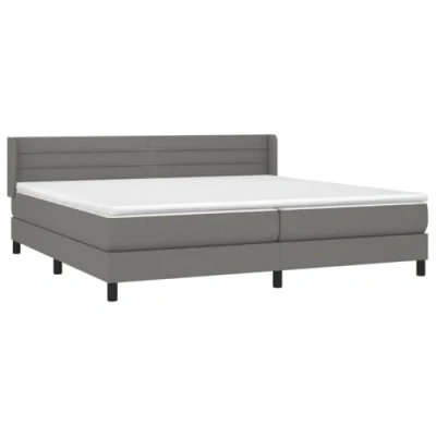 Abbildung von vidaXL Boxspringbett, Doppelbett mit LED Matratze Matratzenauflage, Bettgestell Lattenrost Kopfteil, Polsterbett Bett für Schlafzimmer, Dunkelgrau 200x200cm Stoff
