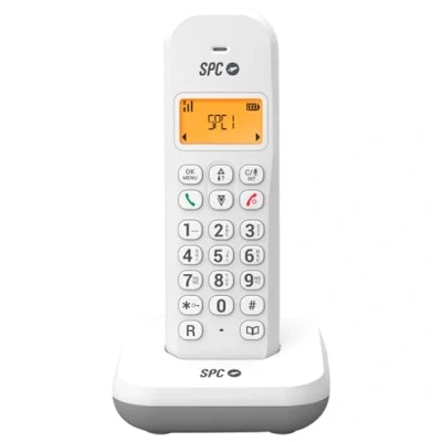 Abbildung von SPC Keops Schnurloses Festnetztelefon mit beleuchtetem Display Anrufer ID Telefonbuch für 50 Kontakte ECO Modus GAP Kompatibilität Weiß