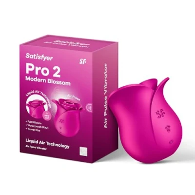 Abbildung von Satisfyer Pro 2 Modern Blossom 6,5 cm Liquid Air Technologie Pulse Vibrator 11 Druckwellen Programme Wiederaufladbare Batterie Wasserdicht (IPX7) Hautfreundliches Silikon
