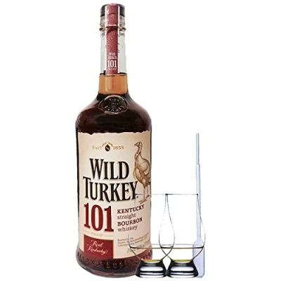 Abbildung von Wild Turkey 101 Proof Bourbon Whiskey 0,7 Liter + 2 Glencairn Gläser Einwegpipette 1 Stück