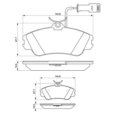 Abbildung von BOSCH 0 986 461 115 Bremsbelagsatz Low Metallic mit integriertem Verschleißsensor AUDI: 100 C3 Limousine, V8, 80 B4 Limousine