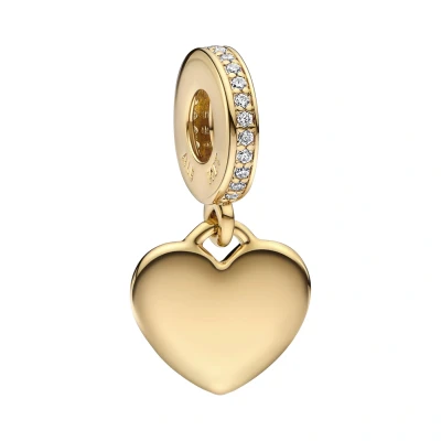 Abbildung von PANDORA Herz Charm Anhänger aus Sterlingsilber mit Zirkonia in der Farbe Gold, Kompatibel Moments Armbänder, 768761C01