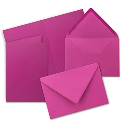 Abbildung von 10x Faltkarten Set mit Briefumschlägen DIN A6 / C6 Amarena (Pink) 14,8 x 10,5 cm (105 148) Doppelkarten Serie FarbenFroh