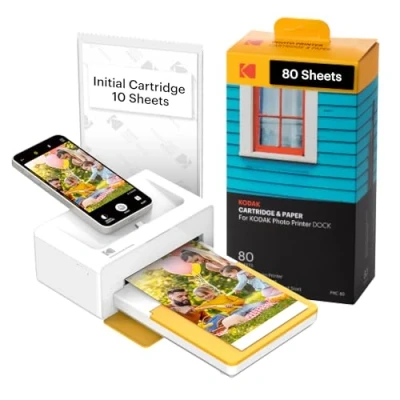 Abbildung von KODAK Dock Plus 4PASS Fotodrucker (10 x 15 cm) + Paket mit 90 Blatt Fotopapier