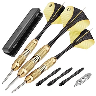 Abbildung von Fat Cat Deluxe Dartpfeile mit Stahlspitze, inkl. Aufbewahrungs /Reiseetui, 23 g