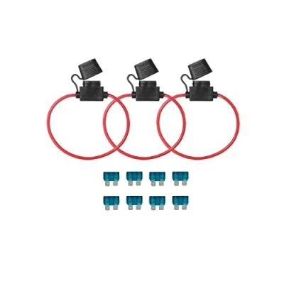 Abbildung von KOLACEN Auto Truck In line 16 AWG Sicherungshalter für Standard Blade Typ Sicherung 3 Stück + 8 Fuse 15Apm