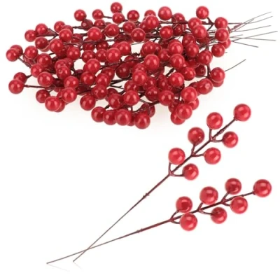 Abbildung von com four® 25x Deko Zweig dekorative kleine Äste mit Beeren Dekozweige als Tischdekoration Bastelzubehör für DIY Arbeiten (25 Stück wenige rote Beeren)