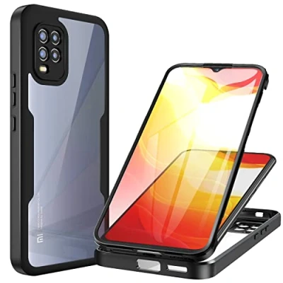 Abbildung von CENHUFO für Xiaomi Mi 10 lite Hülle, 360 Grad Schutzhülle Stoßfest Panzerhülle mit Eingebautem Displayschutz Robust Bumper Outdoor Full Cover Case Handyhülle 5G Schwarz