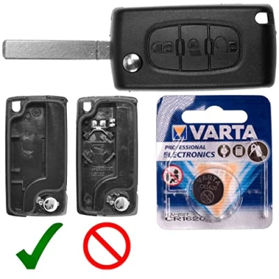 Abbildung von Autoschlüssel Funk Fernbedienung Austausch Gehäuse mit 3 Tasten + VA2 Rohling Batterie kompatibel Citroen C6 I Peugeot 307