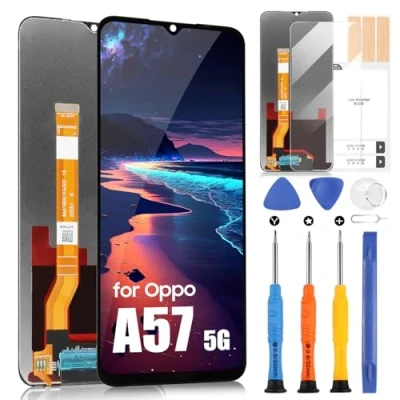 Abbildung von LCD Display für Oppo A57 5G / A58 A57s A57e A77 4G A17 A17K 6.56 Zoll Touchscreen Digitizer Komplettset mit Reparatursatz, Schwarz