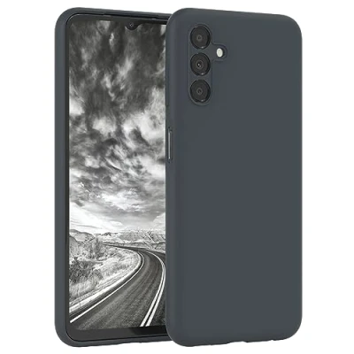 Abbildung von EAZY Case Hülle Liquid Silikon kompatibel mit Samsung Galaxy A13 (5G) Silikonhülle Weich TPU HandyHülle weichem Mikrofaser Innenfutter Bumper in Anthrazit Grau