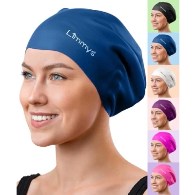 Abbildung von Limmys Badekappe für Erwachsene 100% Silikon Badekappen Männer und Frauen Premium Qualität, Dehnbare Bequeme erhältlich in verschiedenen attraktiven Farben