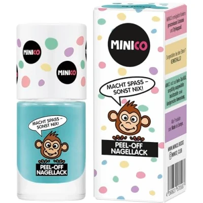 Abbildung von MINICO Premium Kinder Nagellack Türkis, abziehbar, dermatologisch getestet, kindgerecht, nachhaltig, vegan, wasserbasis, peel off entfernbar