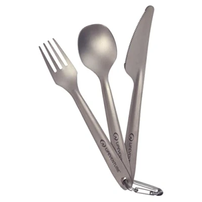 Abbildung von Lifeventure Superlight Titanium Besteck Reisebesteck Set Universal