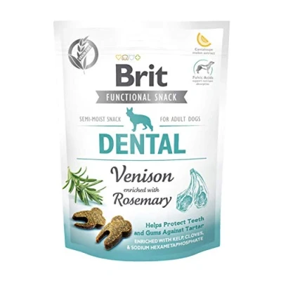 Abbildung von Hundesnack gegen schlechten Atem hilft Zahnstein von den Zähnen Ihres Hundes zu entfernen Leckerlis für Hunde Brite Care 150 g (Hirsch)