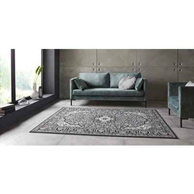 Abbildung von Nouristan Mirkan Orient Teppich Wohnzimmerteppich Orientalisch Kurzflor Vintage Orientalischer für Esszimmer, Wohnzimmer, Schlafzimmer Dunkelgrau, 160x230cm