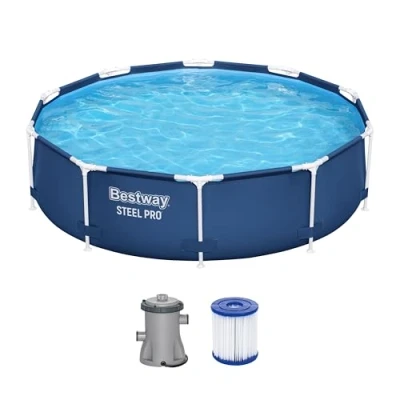 Abbildung von Bestway Steel Pro Frame Pool Set mit Filterpumpe Ø 305 x 76 cm, dunkelblau, rund