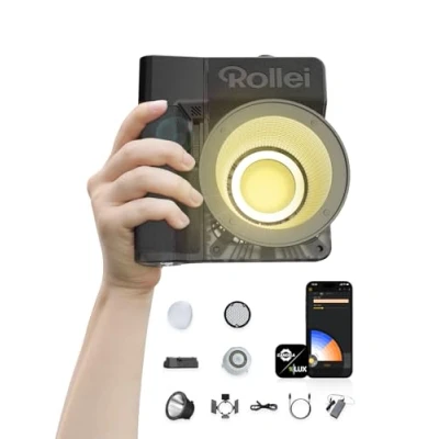 Abbildung von Rollei LUX 100 Bi Color Kit Professionelles LED Dauerlicht Fotografie mit 71 Wh Batteriegriff Candela APP Smarte Bedienung, Fotolicht Ultraflach &amp; Leicht Verstellbare Farbtemperatur 2700 6500K