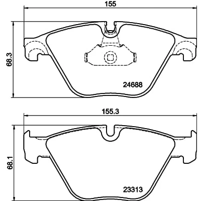 Abbildung von HELLA 8DB 355 015 261 Bremsbelagsatz für Verschleißwarnanzeiger vorbereitet BMW: 5 Touring, Limousine, 6 Gran Coupe