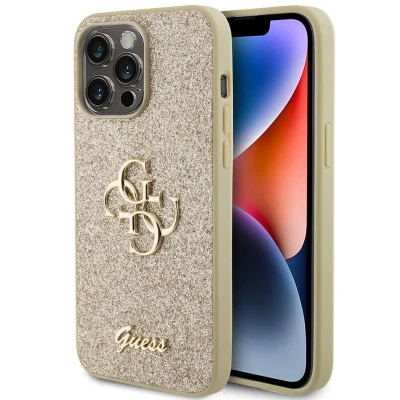 Abbildung von Apple iPhone 15 Pro Max Hülle Kunststoff Guess Backcover/Hard Case Handyhülle Gold
