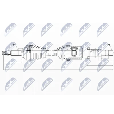 Abbildung von NTY NPW FR 074 Antriebswelle Vorderachse FORD: Transit Custom V362 Bus, Kastenwagen, Tourneo Bus
