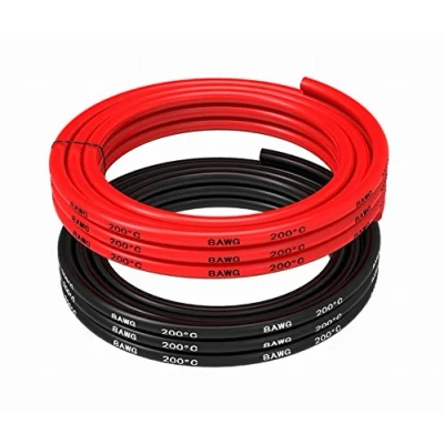 Abbildung von Makerfire Gauge Silikondraht 16,4 Fuß, 8,2 Fuß Schwarz und Rot, weich flexibel, niedrige Impedanz, 8 AWG Silikondraht, 1650 Stränge aus 0,08 mm Kupferdraht für RC Auto, Drohne, Flugzeugbat
