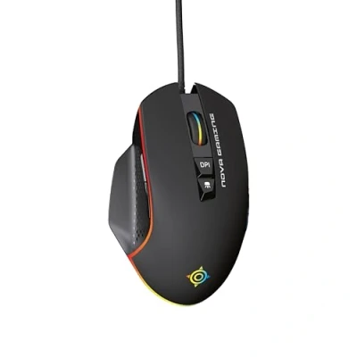 Abbildung von NOVA Gaming TAURUS kabelgebundene Maus ultraklarer optischer Sensor DPI einstellbar zwischen 1200 und 7200, RGB, 13 LED Animationen, 7 Tasten, rutschfeste Kanten, 1,5 m langes