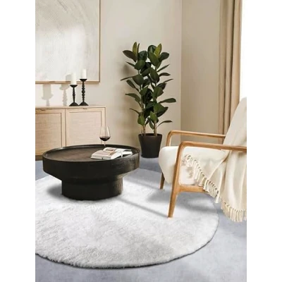 Abbildung von Hanse Home Olaf Teppich Rund Flauschiger Hochflor Wohnzimmerteppich Einfarbig Weich Pflegeleicht Langflor für Wohnzimmer, Esszimmer, Schlafzimmer, Kinderzimmer Ivory Weiß, 160cm