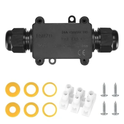 Abbildung von IP68 wasserdichte Abzweigdose, 2 Wege Kabelverbinder, externe Verteilerdose Außen, Leitung M20 Kabelbox Drahtverbinder Drahtbereich 5 9 mm &amp; 12 mit 3 Pin Klemmen Wasserdicht