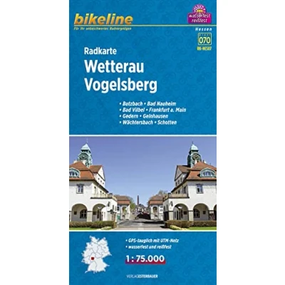 Abbildung von Bikeline Radkarte Wetterau Vogelsberg. Butzbach, Bad Nauheim, Vilbel, Frankfurt a. Main, Gedern, Gelnhausen, Wächtersbach, Schotten, 1 : 75 000, wasserfest und reißfest, GPS tauglich mit UTM Netz